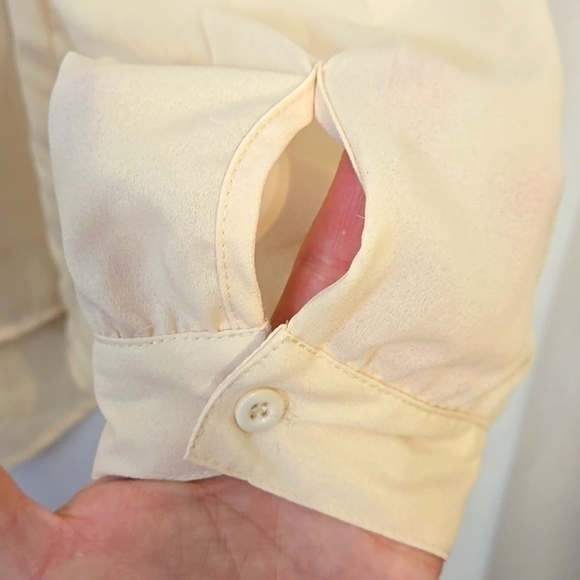 ADIVA, Blouse, Top, Shirt, Lg, Elegant, Cream, Ivory, Lace, Button cuffs, Pleats - Picture 12 of 13